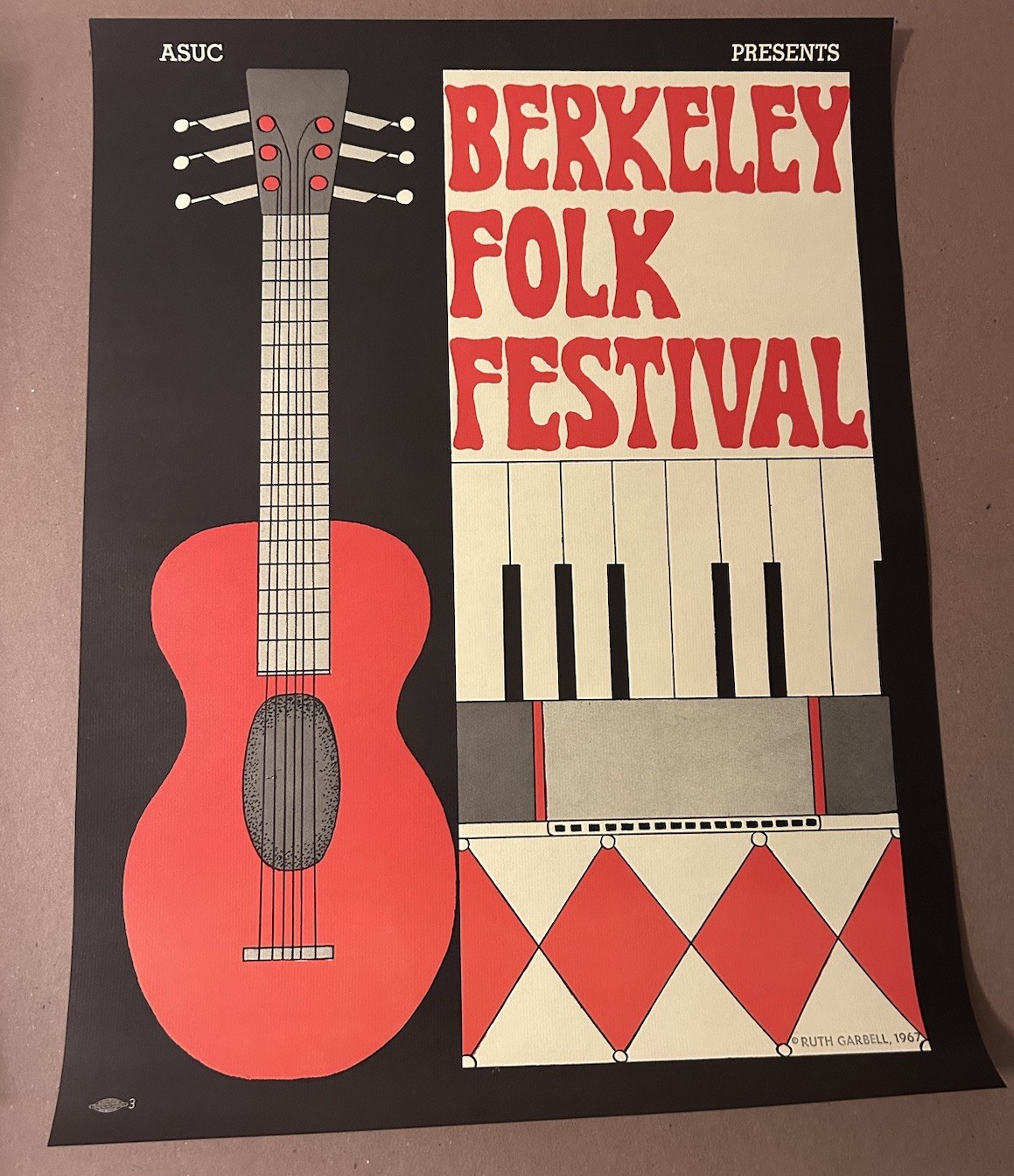 Berkeley Folk Festival POSTER 1967 Garbell 1st Doc Watson Not Grateful Dead