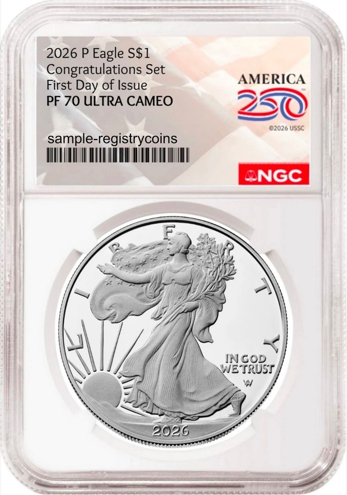 2026-P Congratulations Set Proof Silver Eagle NGC PF70 250th First Day Issue!!