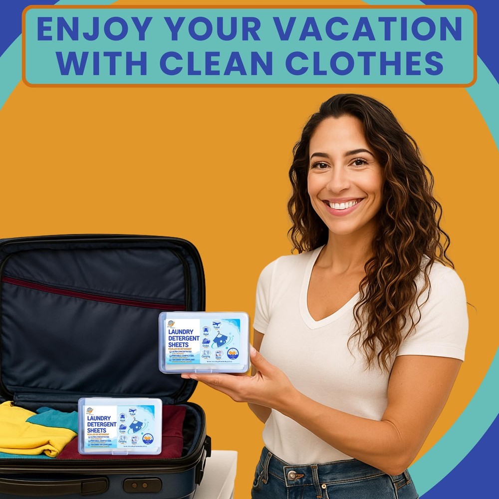 Travel Laundry Detergent Sheets Kit – 30-Count Laundry Detergent Sheets for S...