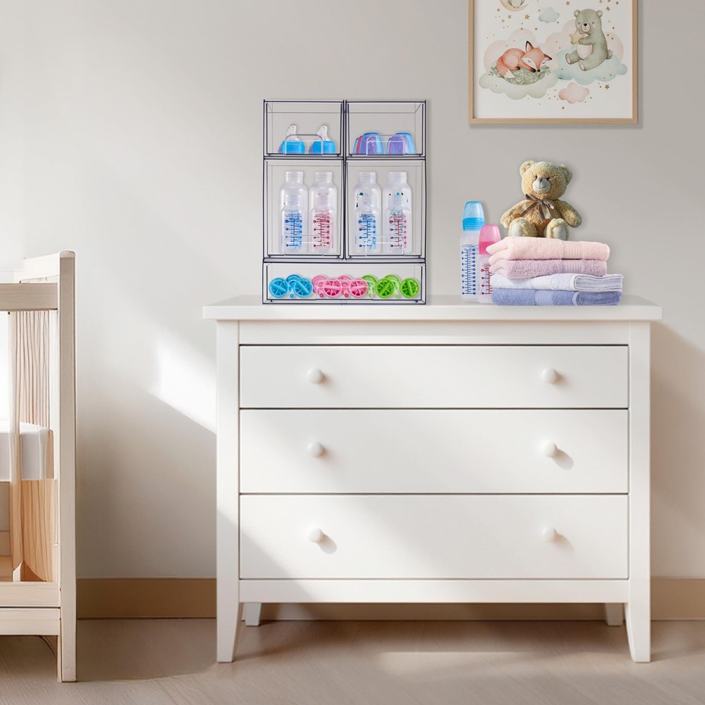 Sorbus Stackable Acrylic Storage Drawers – 2 Small + 2 Tall + 1 Wide ̵