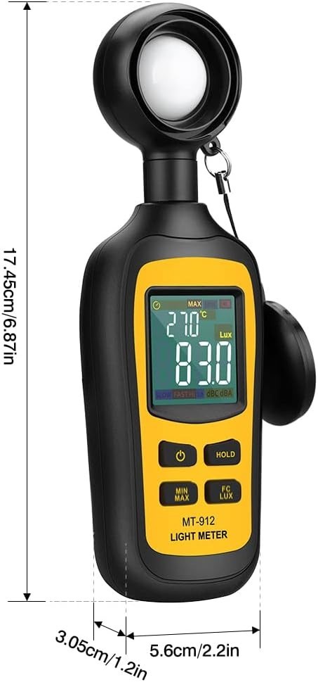 Light Meter Digital Illuminance Meter Handheld Ambient Temperature Measurer