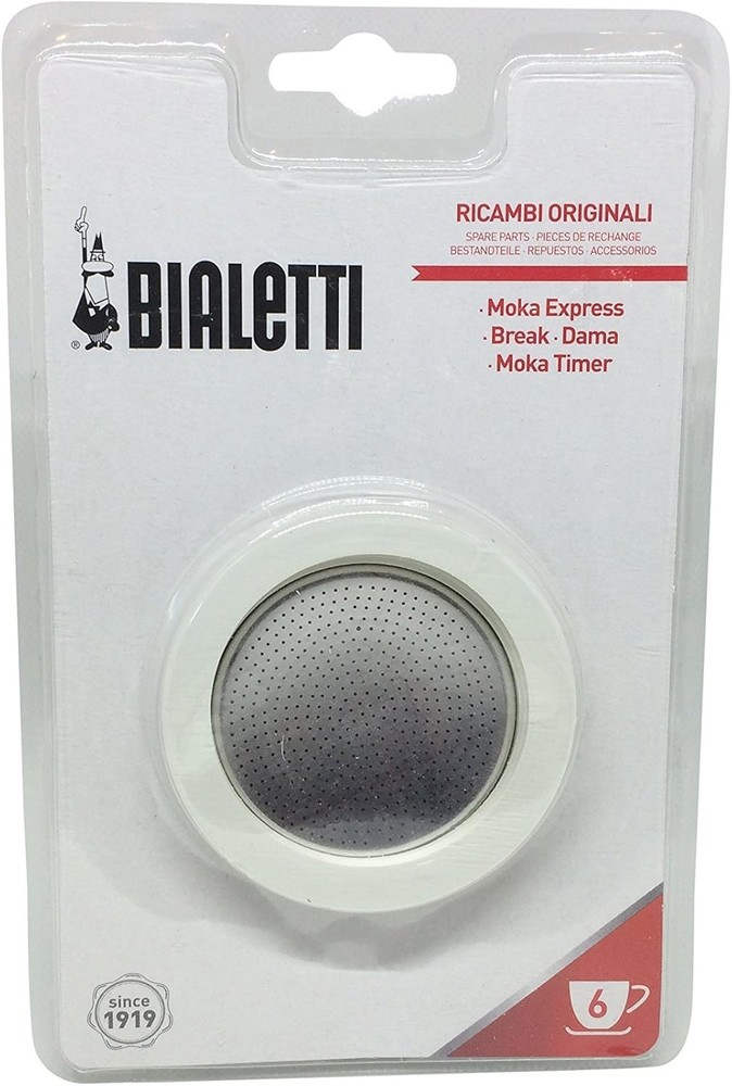 Authentic 6-Cup Moka Express Replacement Filter & 3 Gaskets for Perfect Espresso