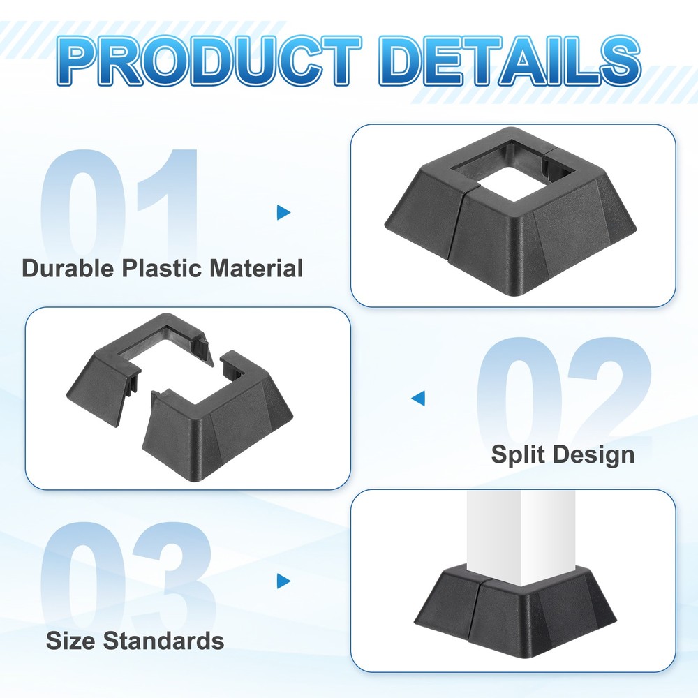 8 Pcs Post Base Cover, 1.3 x 1.3 Inch Square Split Style Post Base Cover