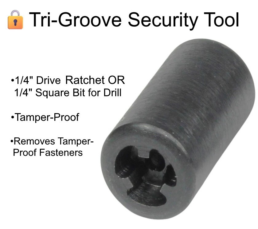 Tri Groove Security Socket Tool #10,  1/4" Drive,  Tamper Proof Driver