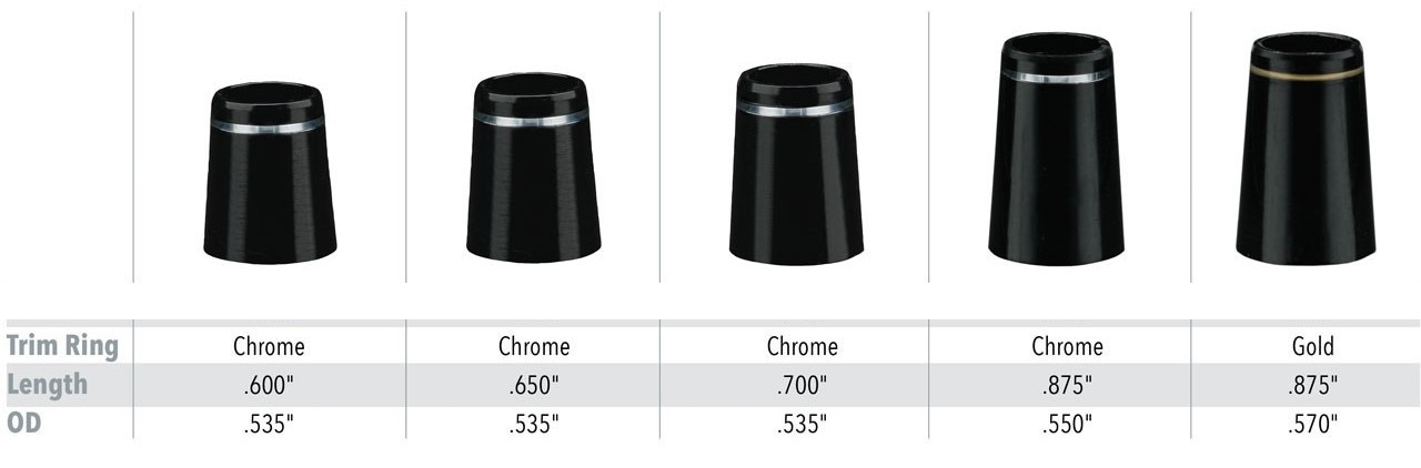 The GolfWorks .355" Tapered Tip Iron Ferrules w/ Trim Rings 1 Dozen