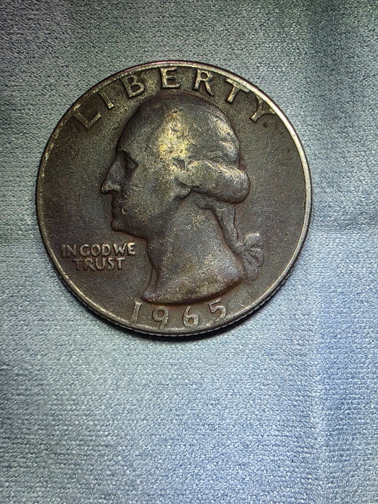 Rare 1965 Quarter No Mint Mark (MINT ERROR) Improperly Annealed black cladding