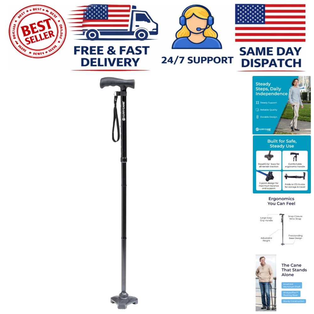 Freedom Edition Foldable Walking Cane - Adjustable Height & Ergonomic T-Handle