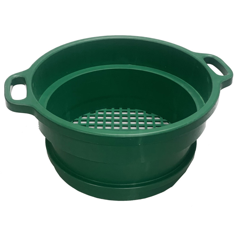 1/2" Mesh Classifier | 6" Deep | Green Plastic Screen With Handle | Stackable