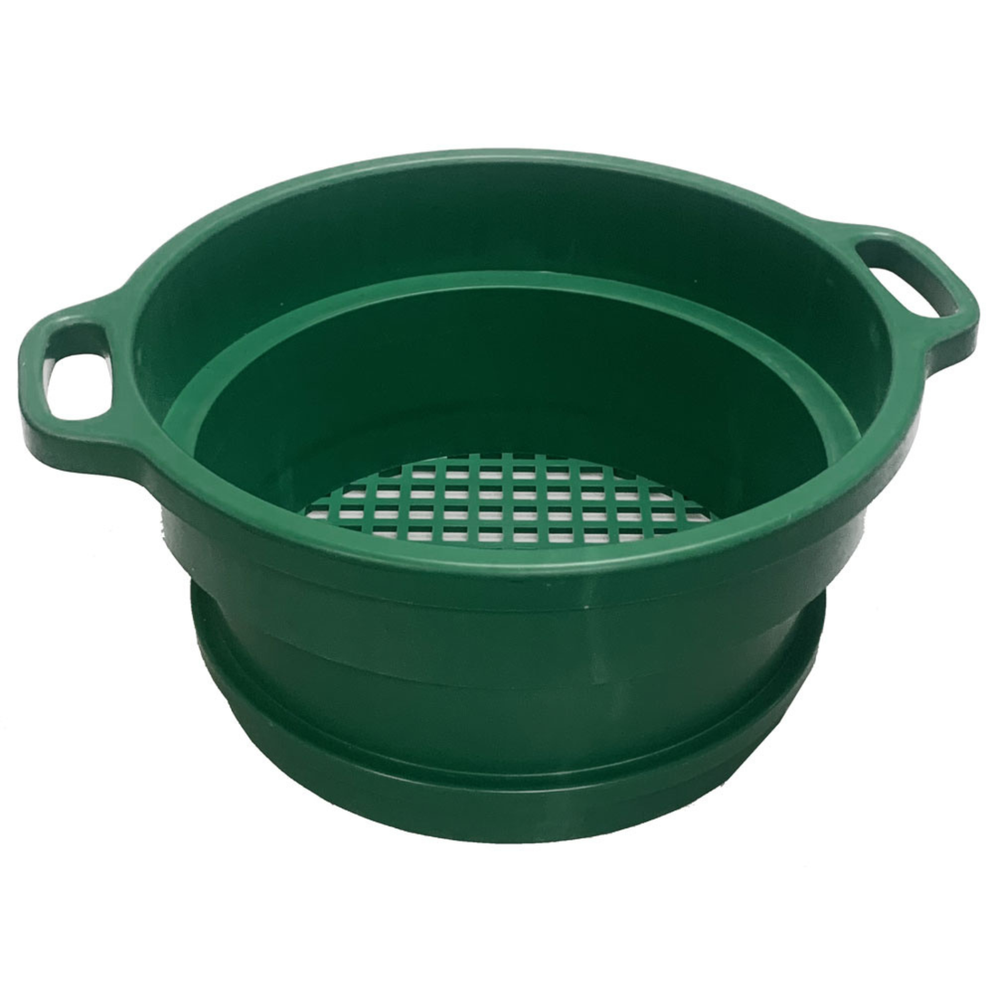 1/2" Mesh Classifier | 6" Deep | Green Plastic Screen With Handle | Stackable