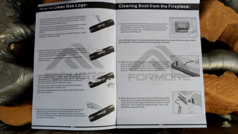 6 Piece Ceramic Logs Set for Gas Fireplace Fire Pit