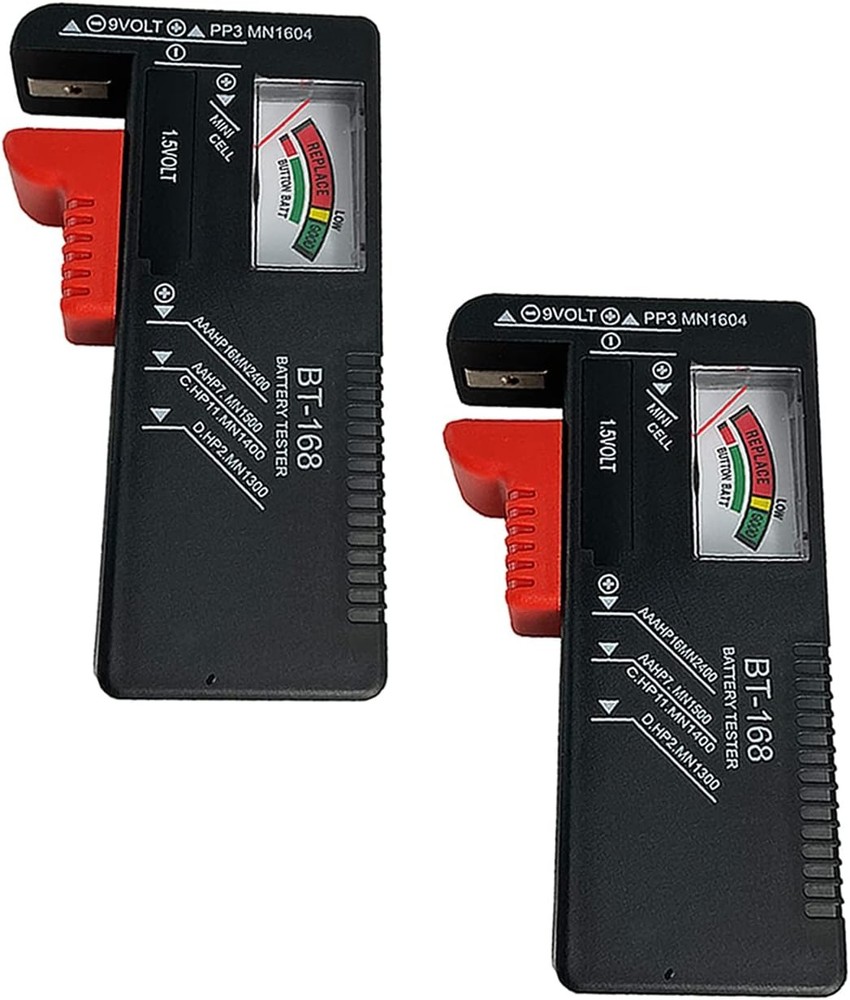 2 Pack Universal Battery Tester & Checker for AAA AA C D 9V 1.5V Button Cells