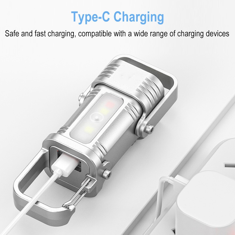 1-PACK Super Bright LED Mini Flashlight USB Rechargeable Pocket Keychain Torch n