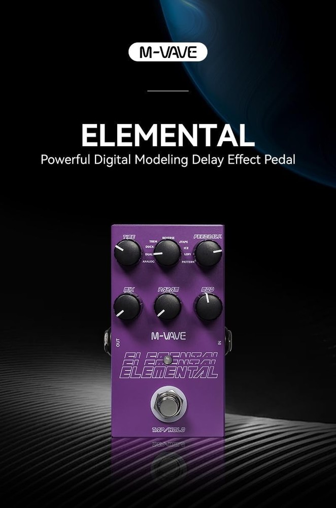 M-Vave Elemental Digital Delay Pedal 9 Different Delay Guitar Effects Digital De
