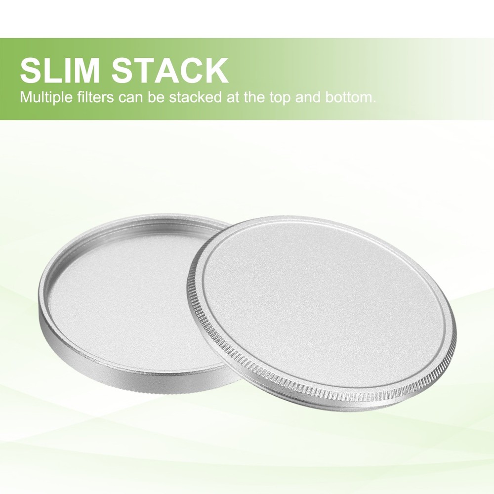 2Pcs 39mm Metal Lens Cap Universal Lens Filter Stack Slim Stack Silver