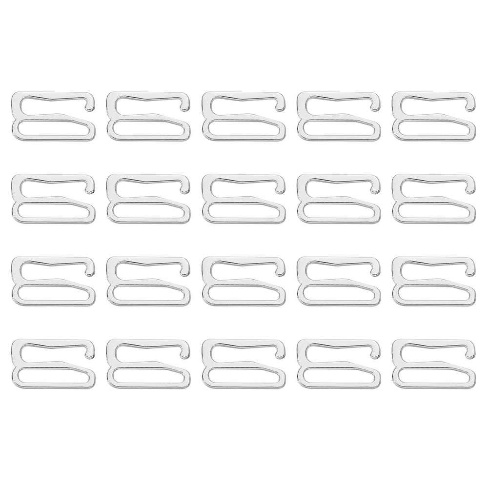 20 Pcs 12mm 9 Shape Bra Strap Hooks, Adjustment Slide Bra Strap Clips, Silver