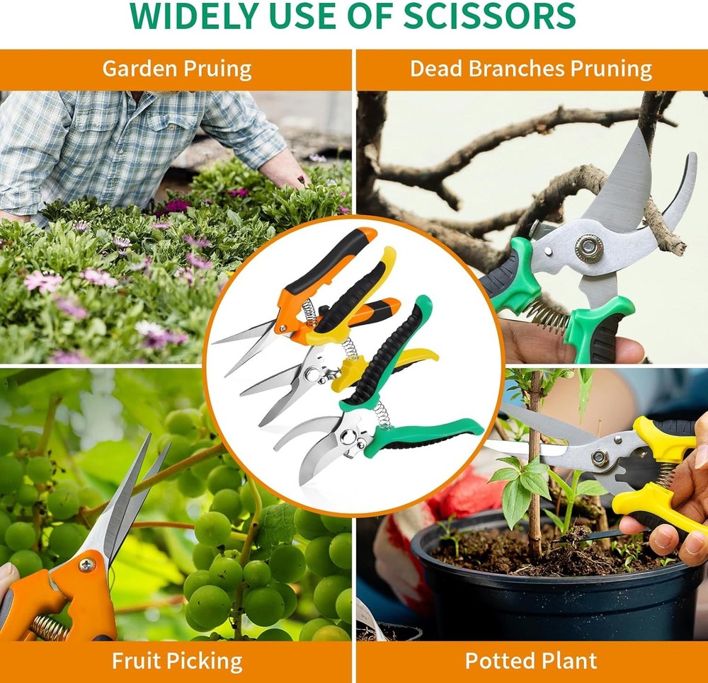 Garden Pruning Shears 3 Pack Gardening Scissors Multicolor