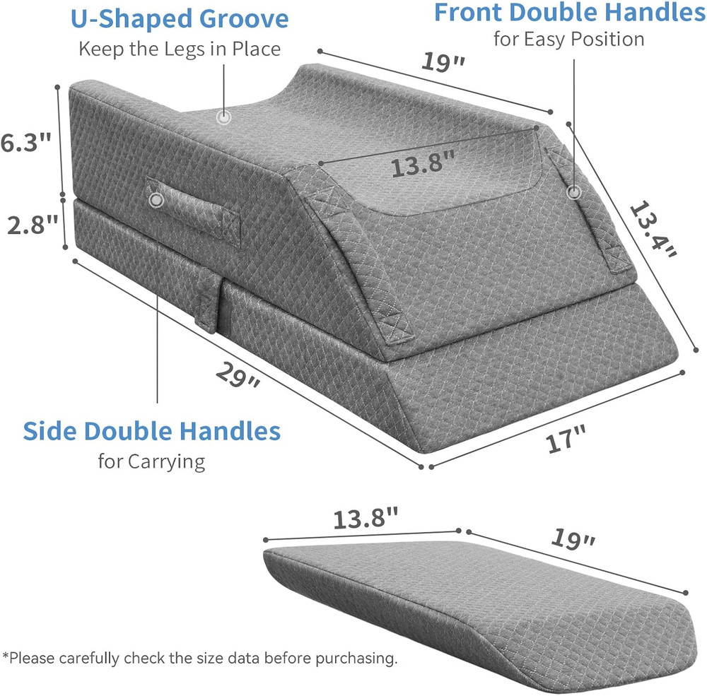 Adjustable Leg Elevation Pillows for Swelling after Surgery, Cooling Memory Foam