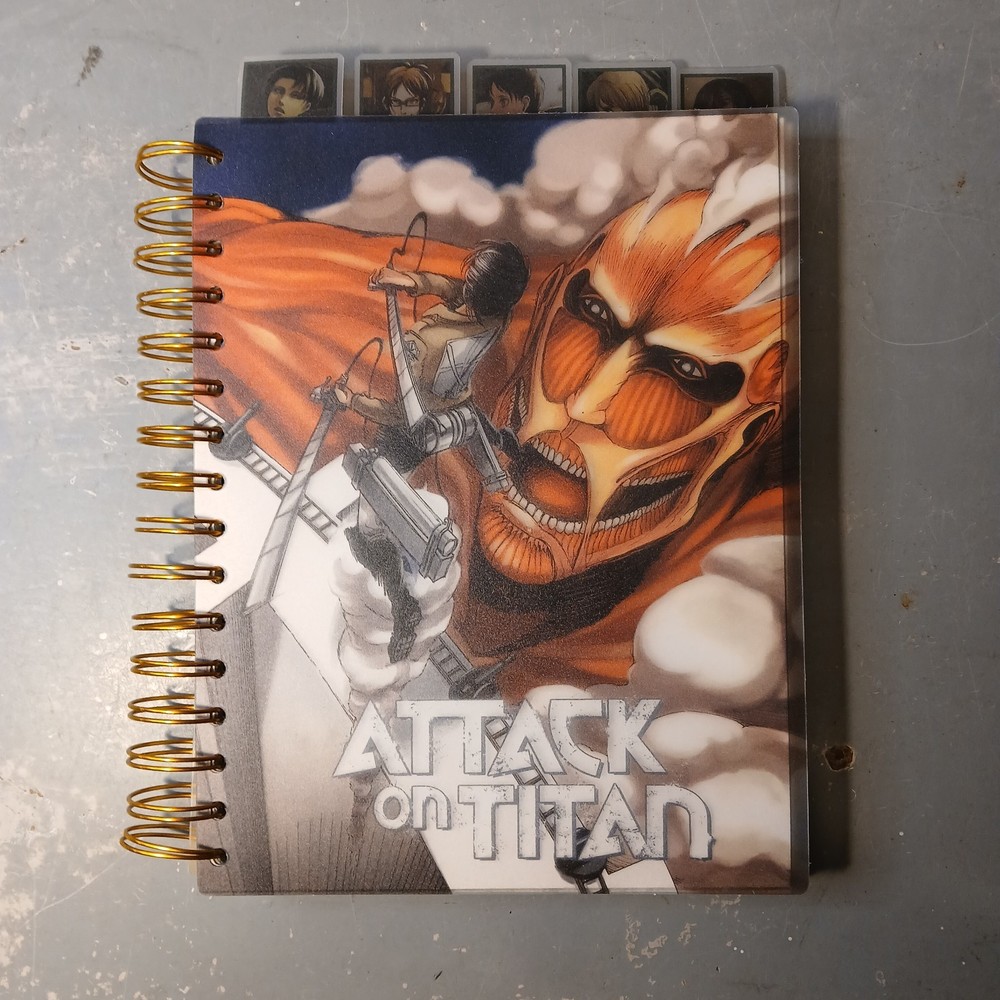 Attack on Tital Spiral Bound Unlined Journal Tabbed Sections Kodansh 150 Sheets