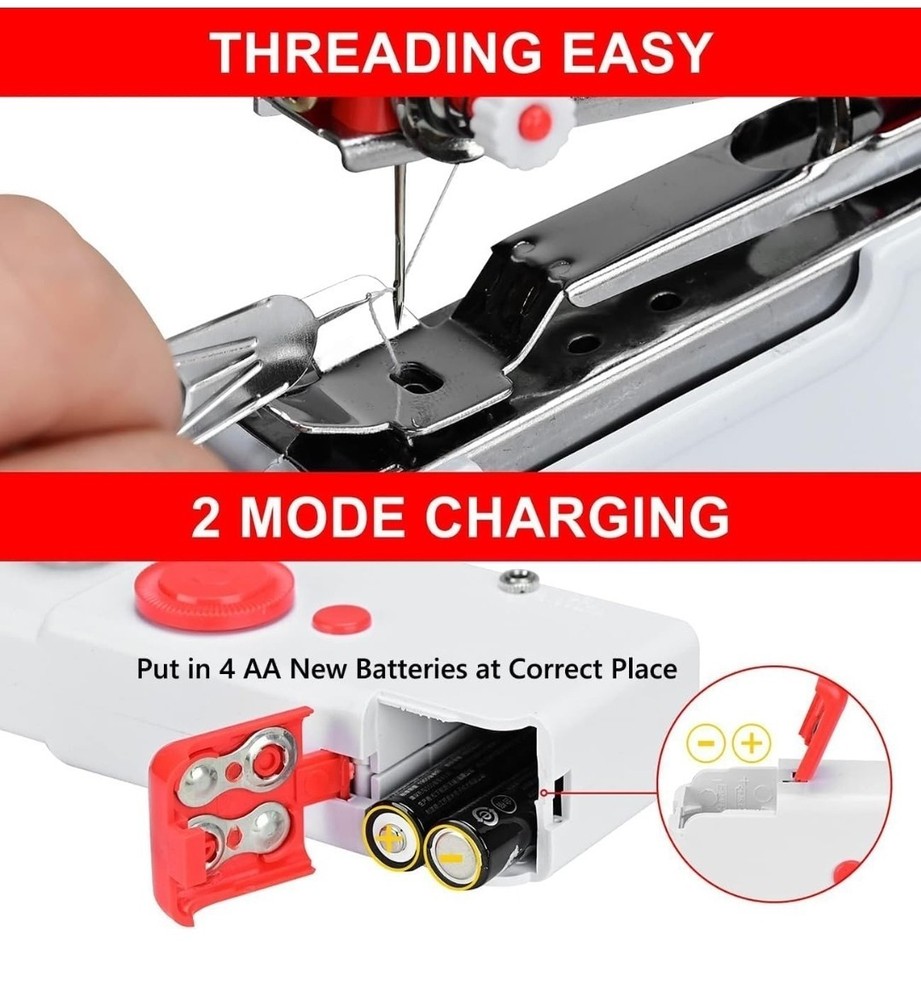 NEW Handheld Sewing Machine Kit - Portable Mini Cordless Stitcher + Tools