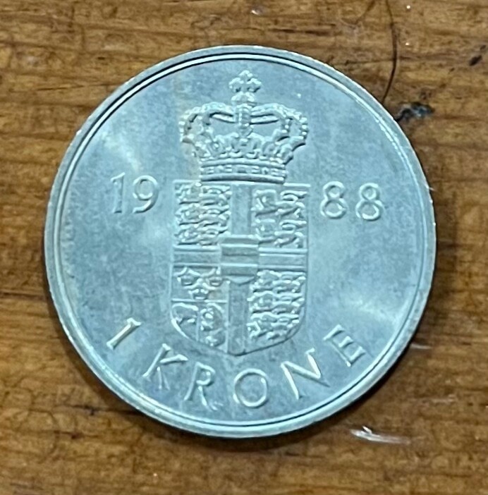 1988 1 krone Denmark coin