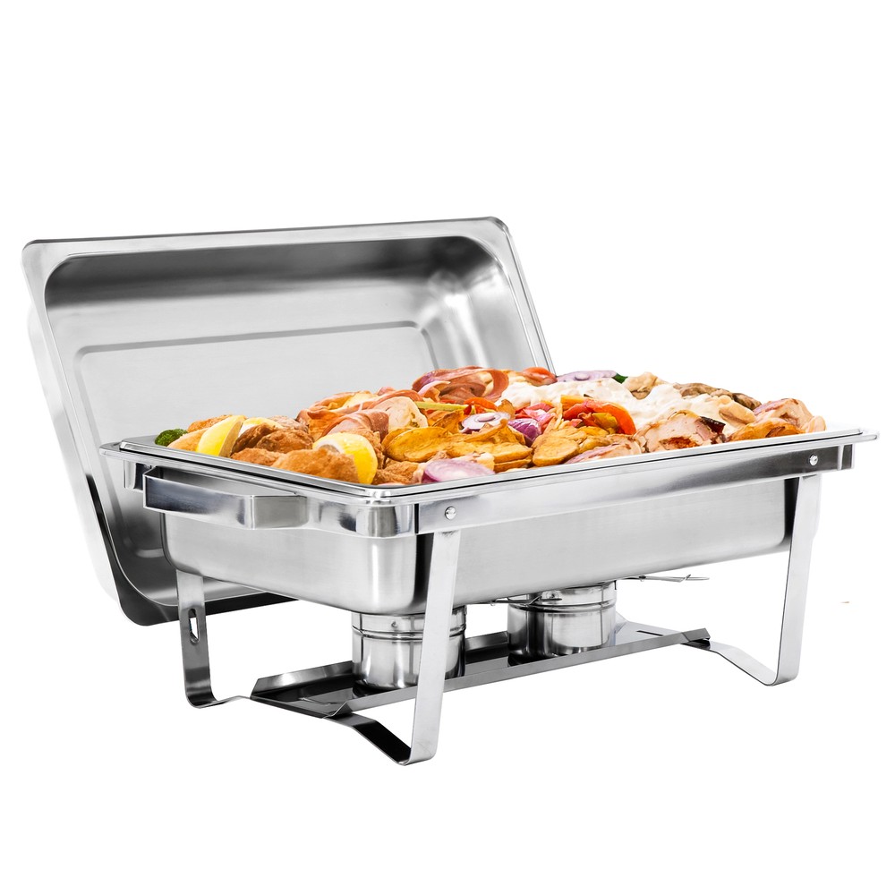2 Pack 8QT Rectangular Chafing Dish Buffet Set Food Warmer w/Foldable Frame Legs