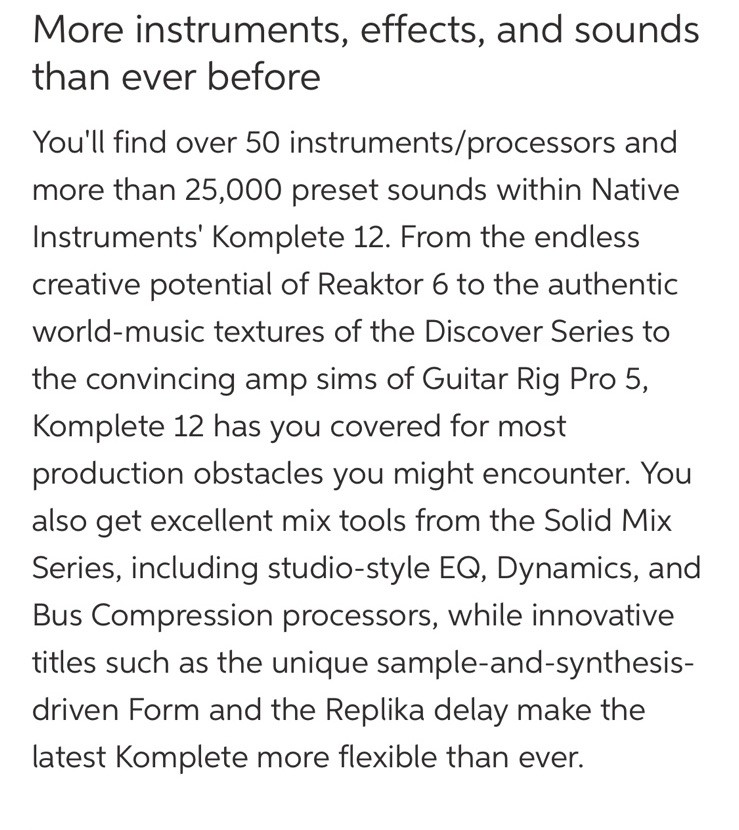 Native Instruments Komplete 12 Ultimate Complete UPGRADE ONLY For 8-12