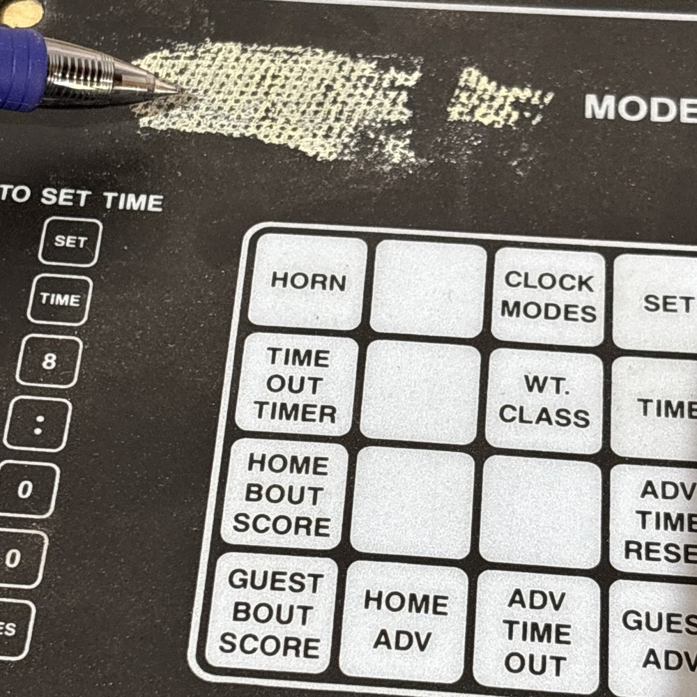 Nevco Scoreboard Controller Operator Wrestling ? Button Overlay Model 222-2583