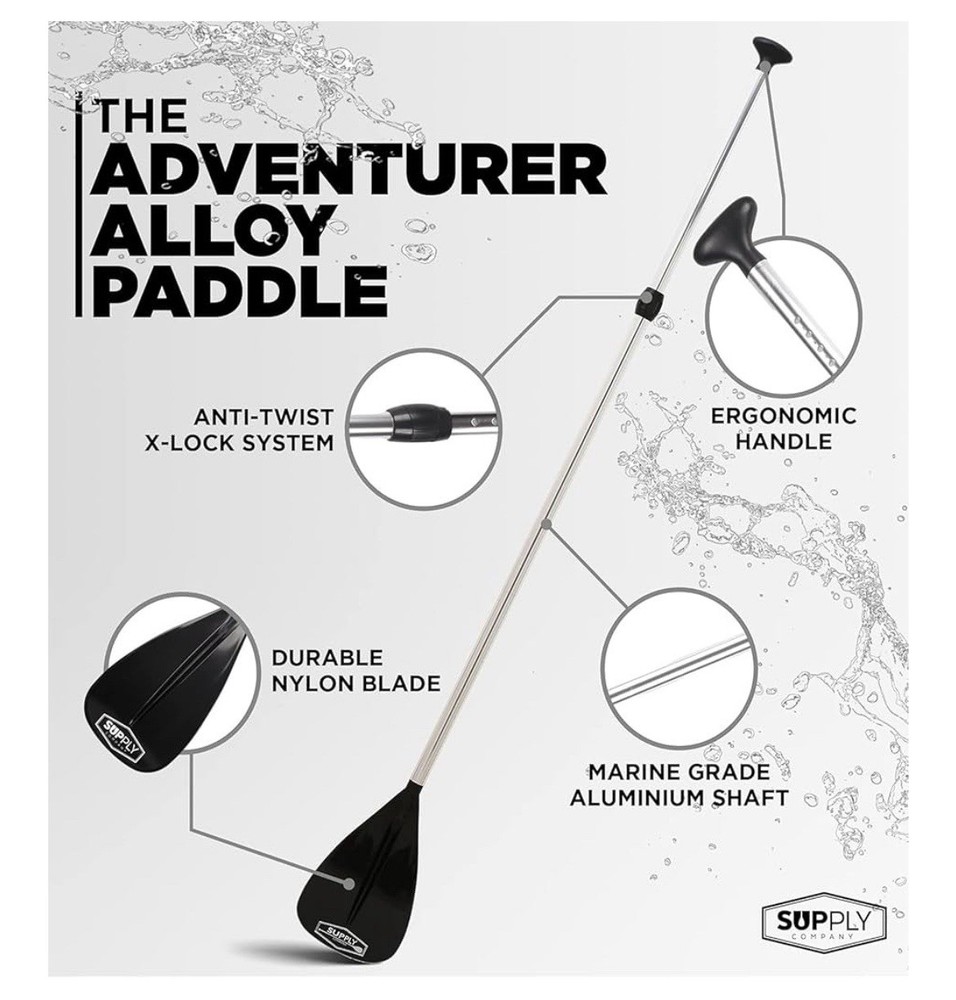 SUP Alloy Paddle - Adjustable 3 Piece Stand-Up Floating Board Paddle