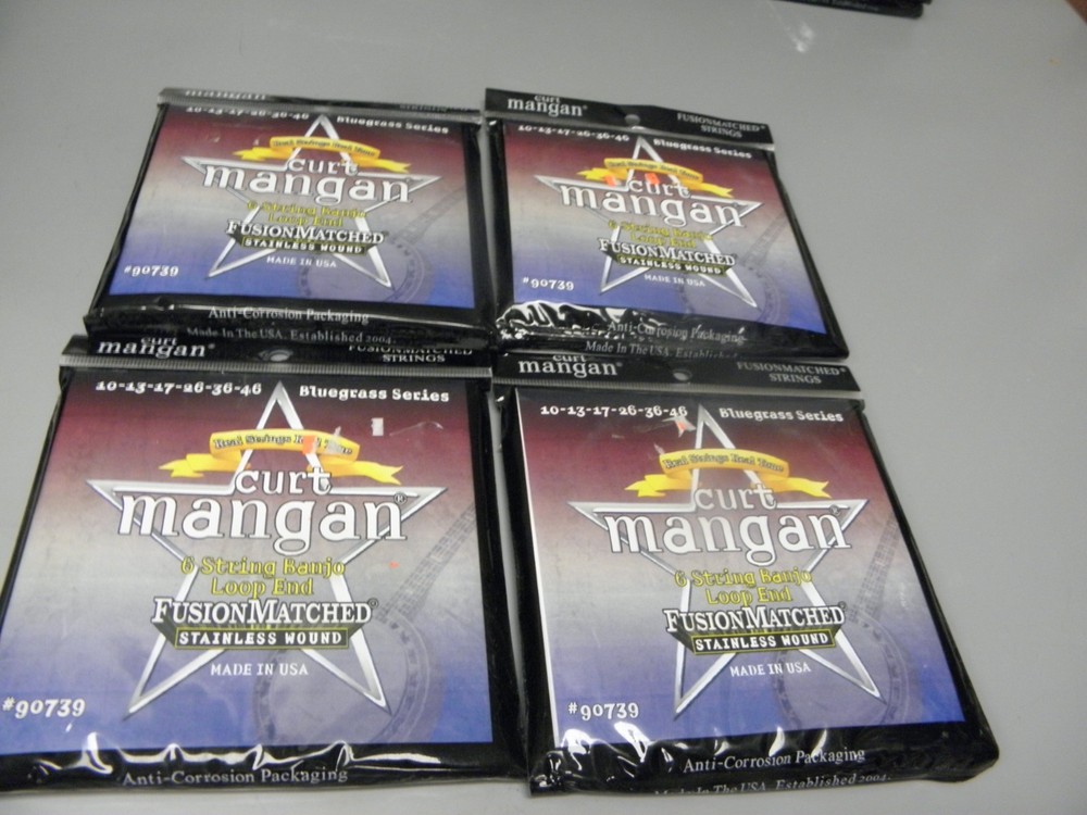 4-SETS CURT MANGAN 6 STRING BANJO LOOP END STRINGS STAINLESS WOUND 90739