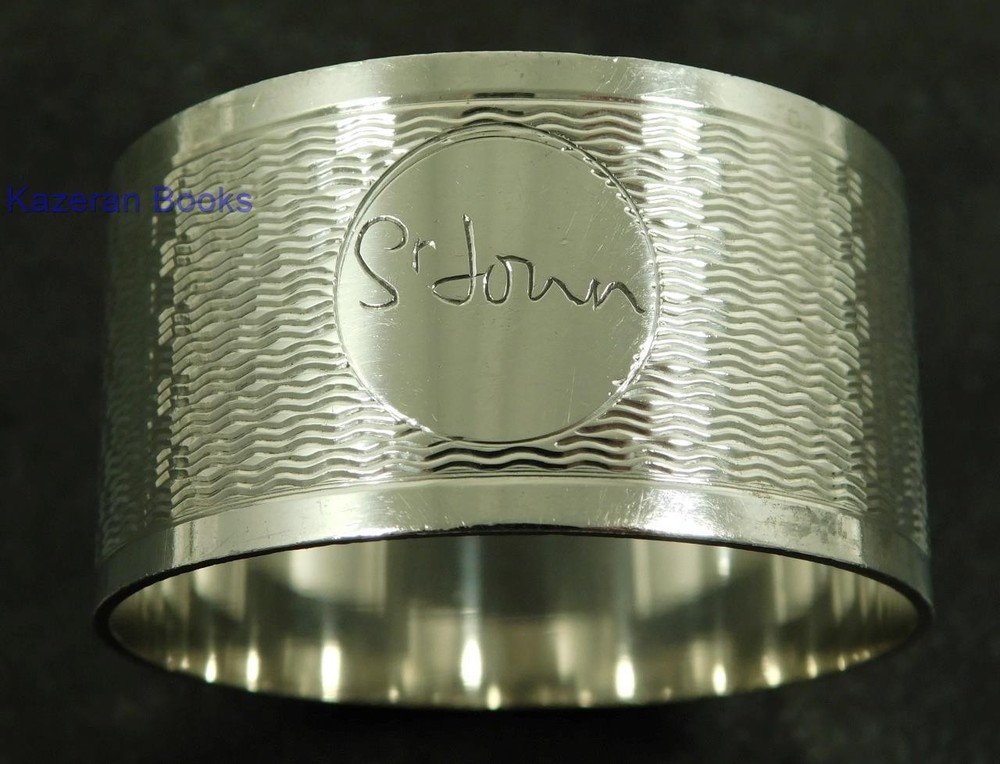Vintage Solid Sterling Silver Napkin Ring 1971 By J Gloster Ltd 'Sr John'