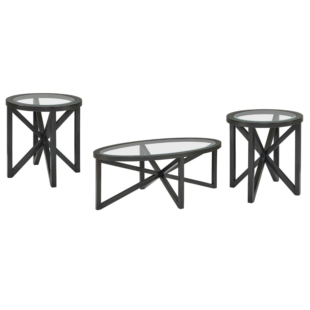 Modern Glass Coffee Table - Tempered Round Top, Solid Wood Base