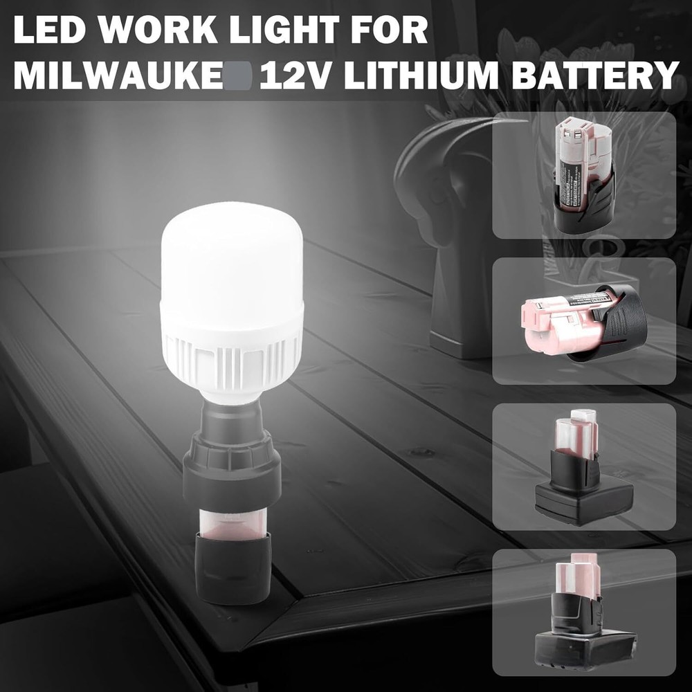 LED Work Light For Milwaukee 12V Battery E27 Light Led Bulb Protable Flashlight