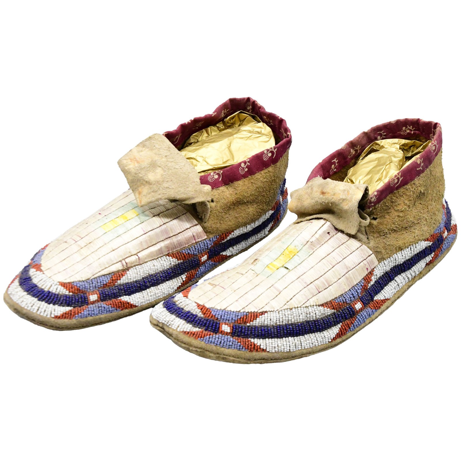 Sioux Quill and Beaded Moccasins  Native American