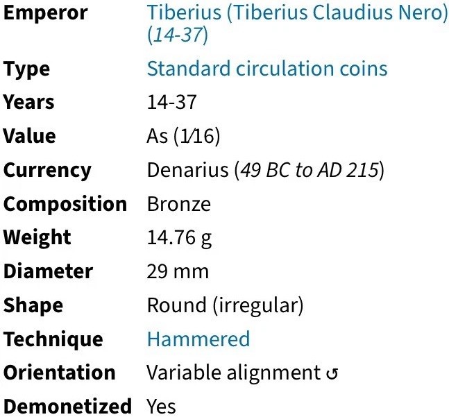 Emperor Tiberius Provincial Roman Coin 14AD-37AD Bull 28mm As Scarce Type