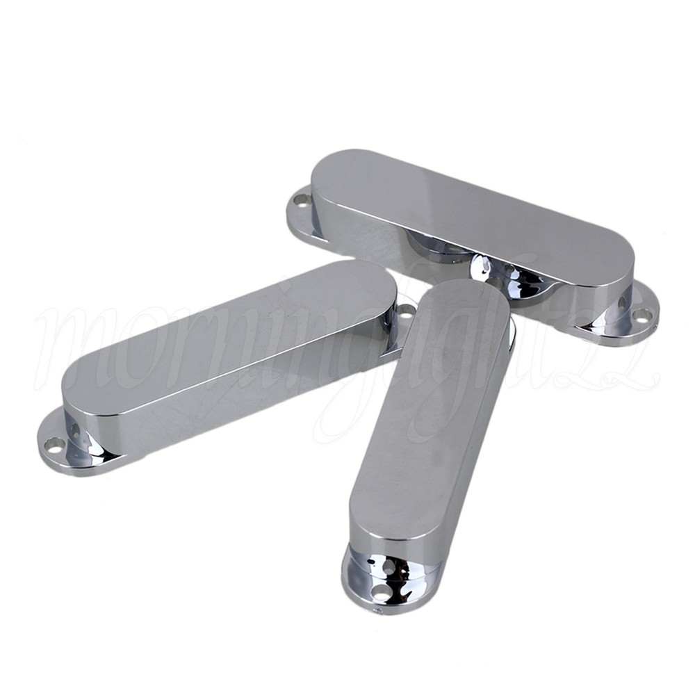 3PCS Silver Smooth Closed Shell Electric Guitar Single Coil Pickup Covers