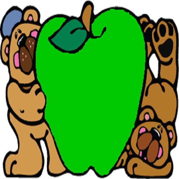 30 Custom Two Bears with Green Apple Personalized Address Labels