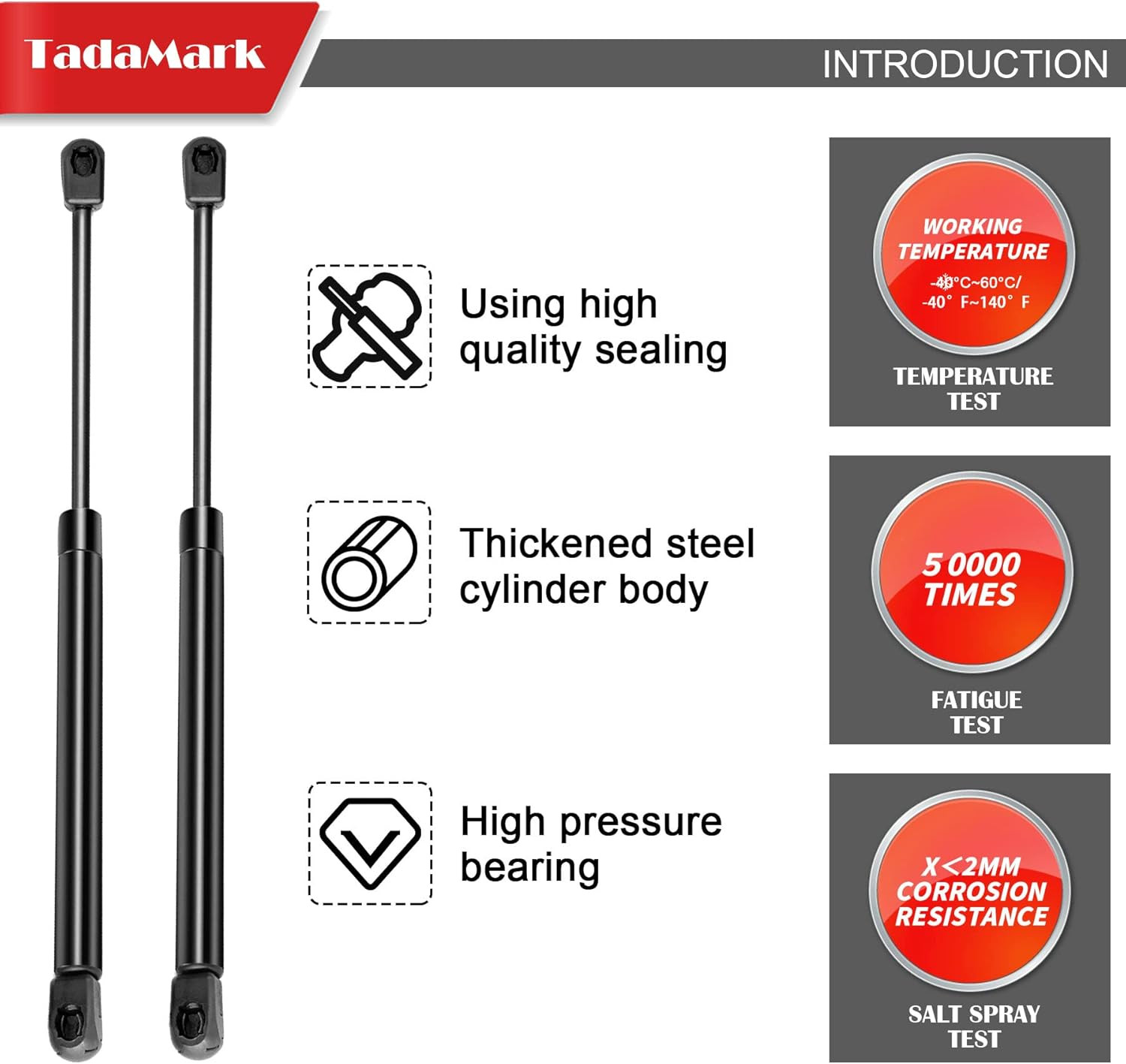 2pc 17" 120lb Heavy Duty Gas Struts for Leer RV Bed Boat Hatch Shocks C16-10171