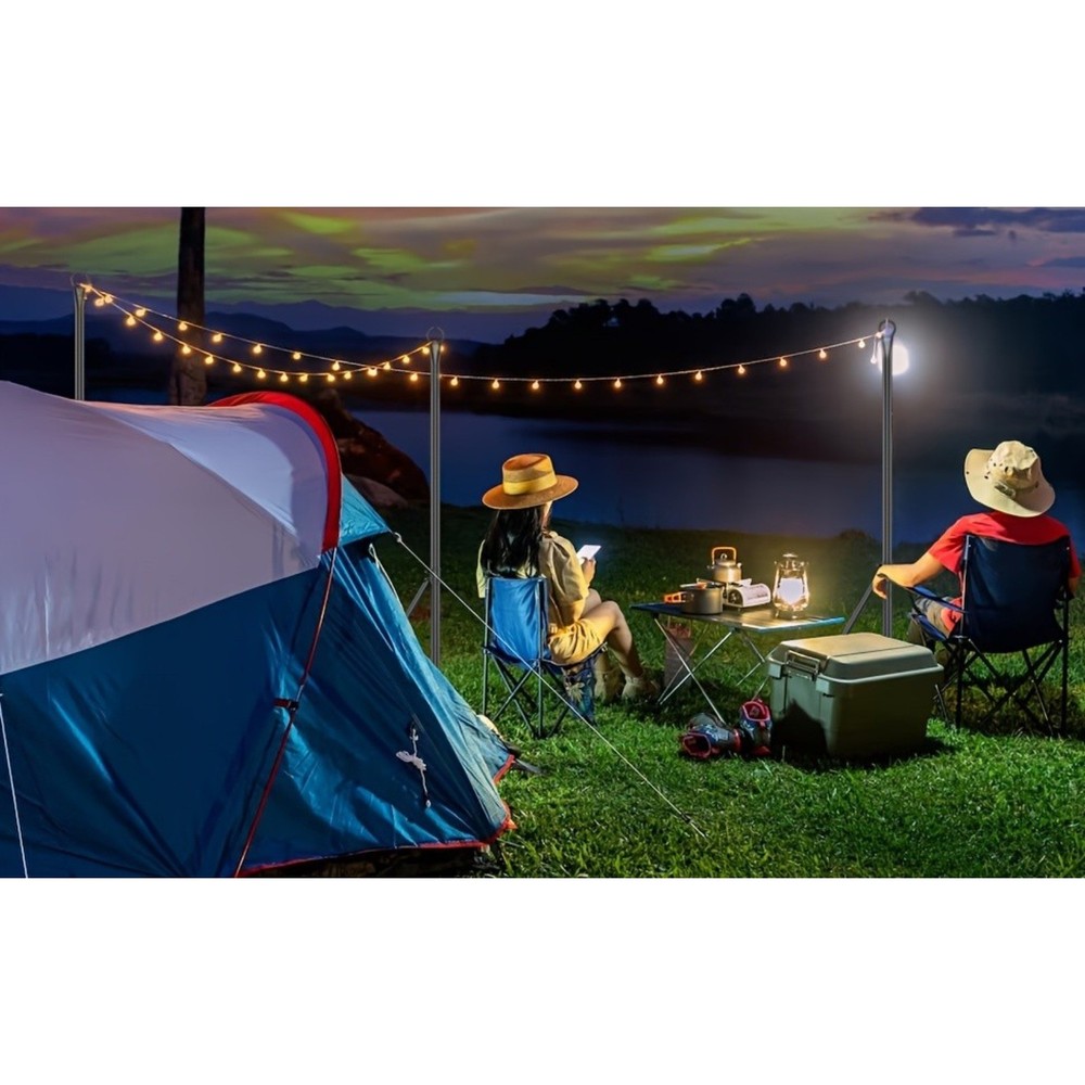 3 Pack Metal String Light Poles Outside for Hanging Lights Deck Garden Backyard