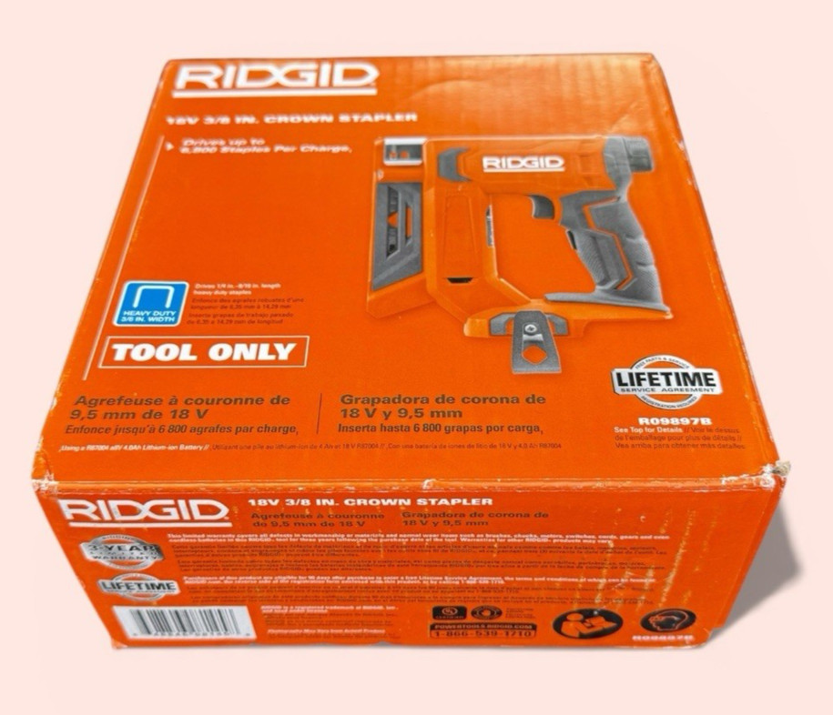 RIDGID Narrow Crown Stapler 3/8 18V Brushless Cordless TOOL ONLY R09897B