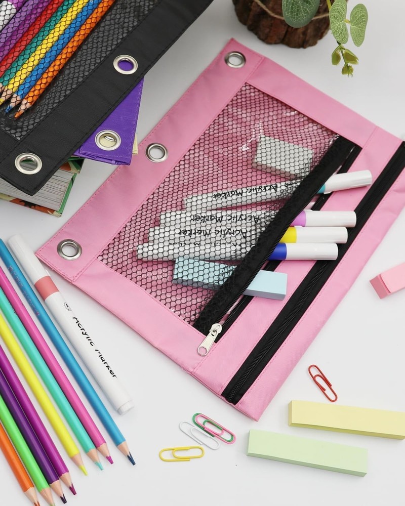 Durable 3 Compartment Pencil Pouch for 3-Ring Binders - Waterproof Organizer