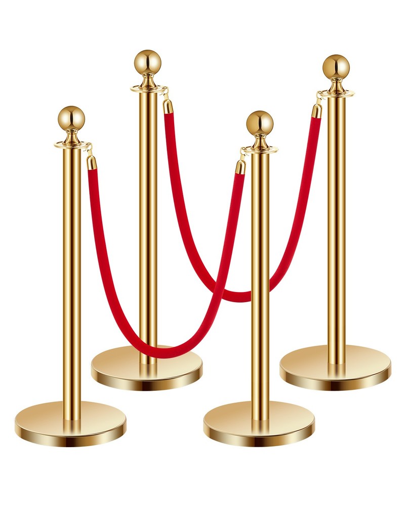 VEVOR 4Pcs Gold Stanchion Post Crowd Control Queue Barrier Sand Injection Base