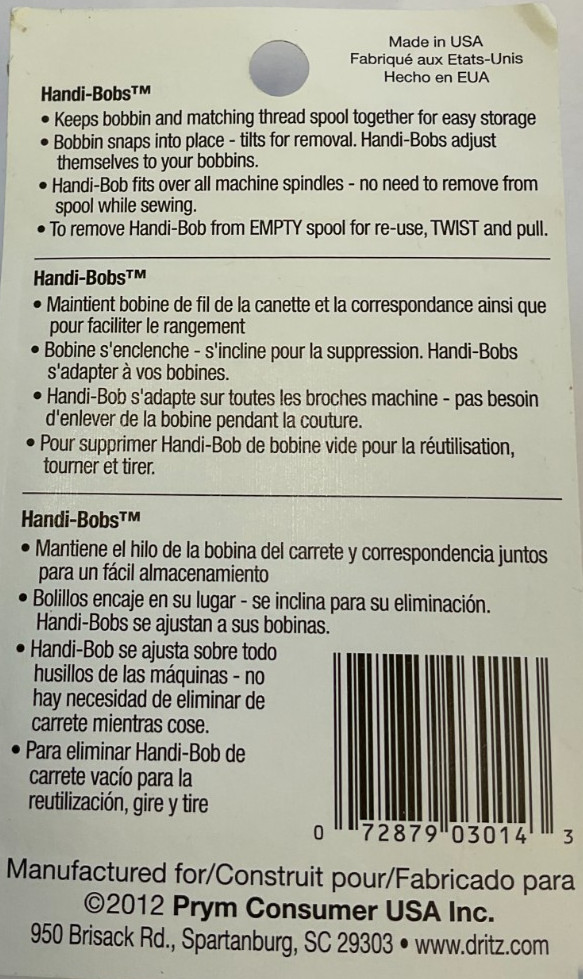 DRITZ QUILTING #3014 HANDI BOBS (6 COUNT)
