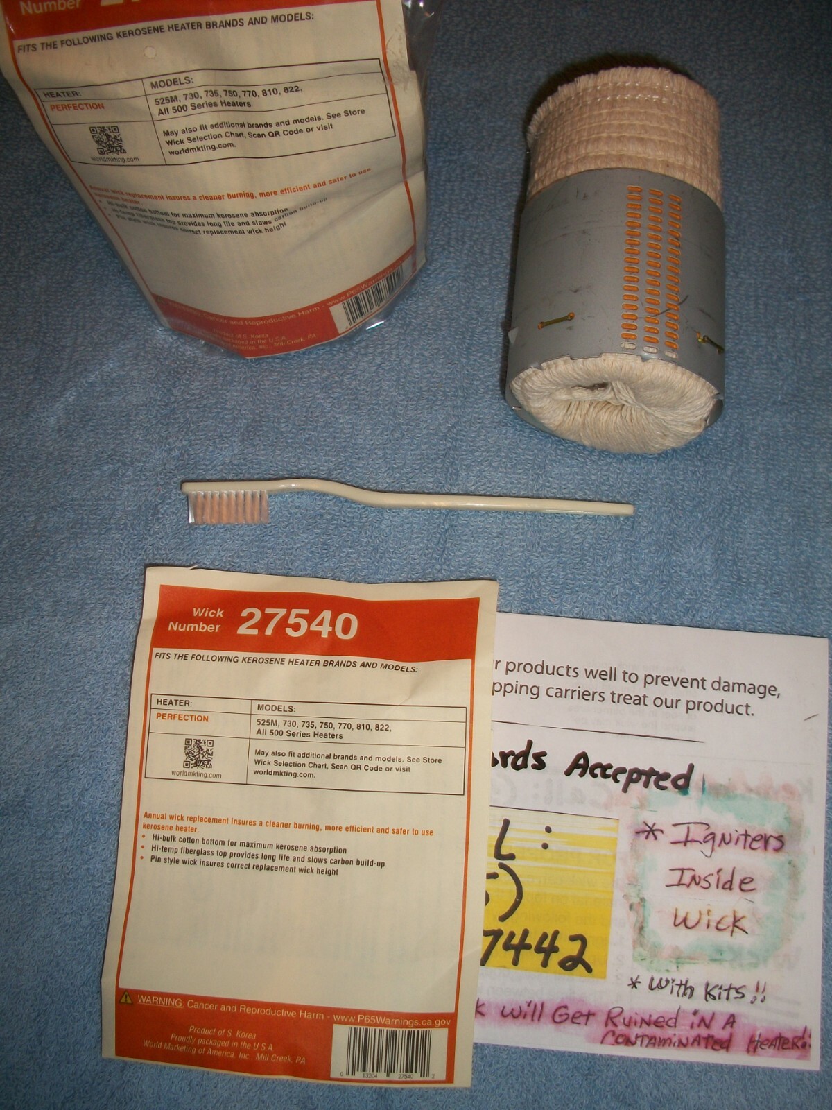 PERFECTION 500 WICK ....* 100% COTTON WICK * KEROWORLD 27540 - w/CLEANING BRUSH