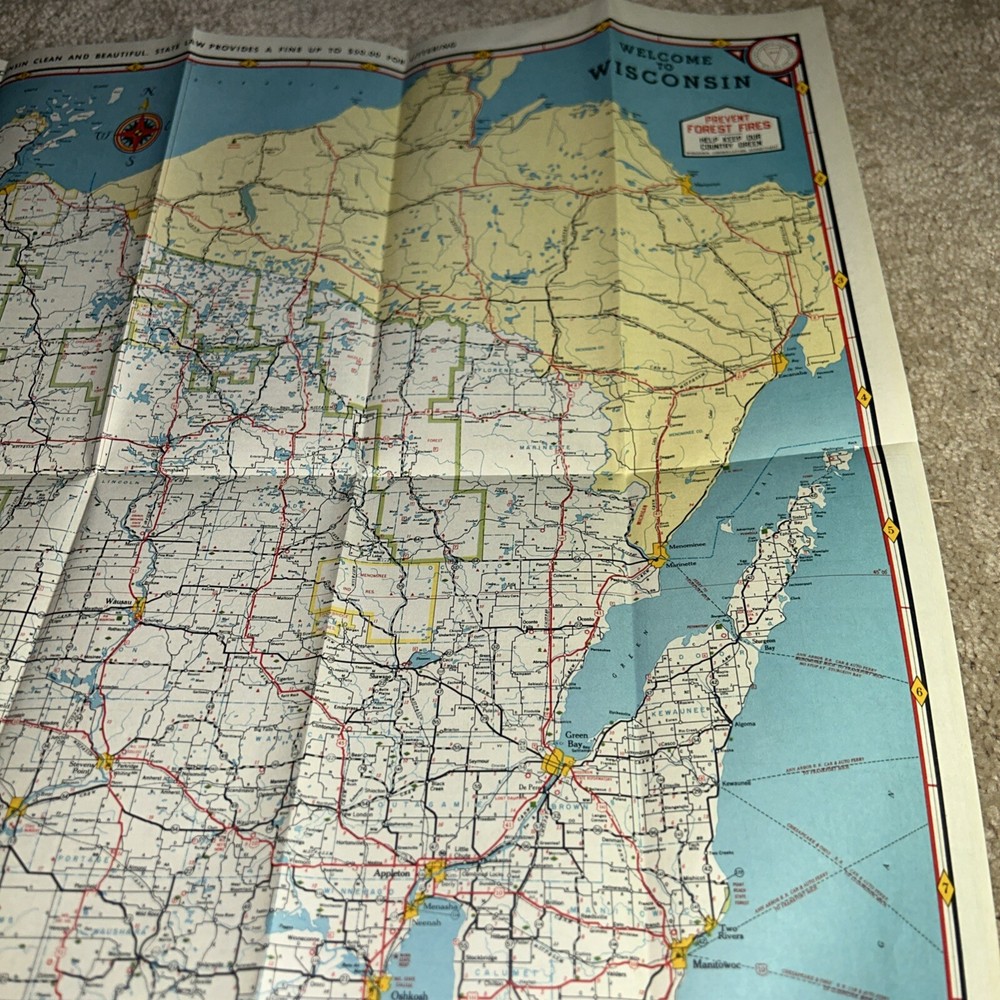 1957 WISCONSIN HIGHWAY MAP