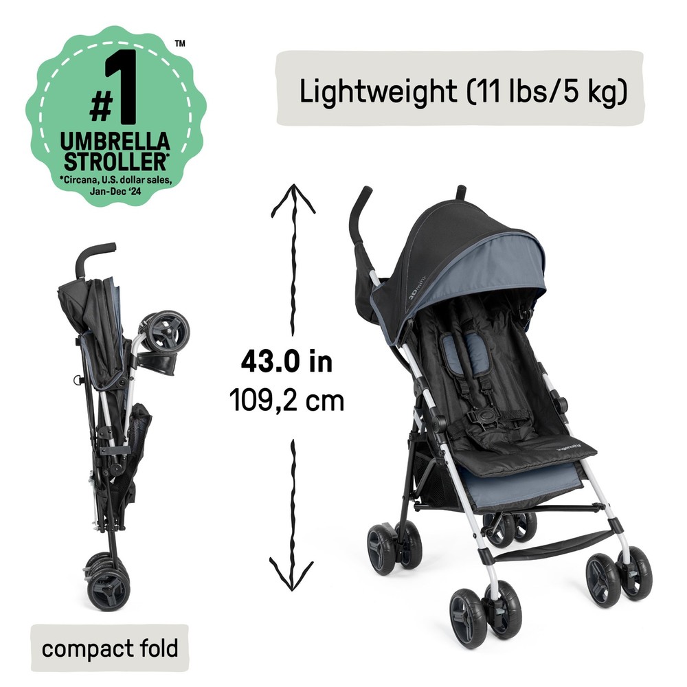 Ingenuity 3D Mini Convenience Stroller, Lightweight Umbrella Stroller with