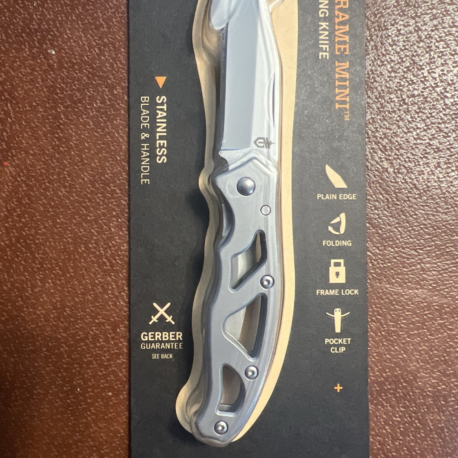 Gerber PARAFRAME MINI - Silver Stainless Steel Clip Folding Knife