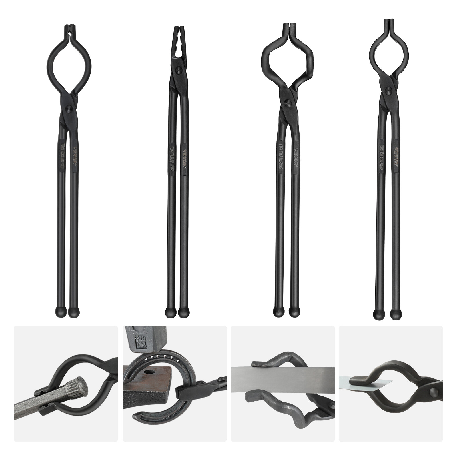 VEVOR Blacksmith Tongs 18” 4 PCS V-Bit Bolt Wolf Jaw Z V-Bit Gripping Tongs