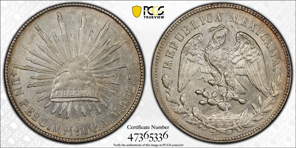 1900 Mo Am Mexico Silver Peso PCGS AU Detail