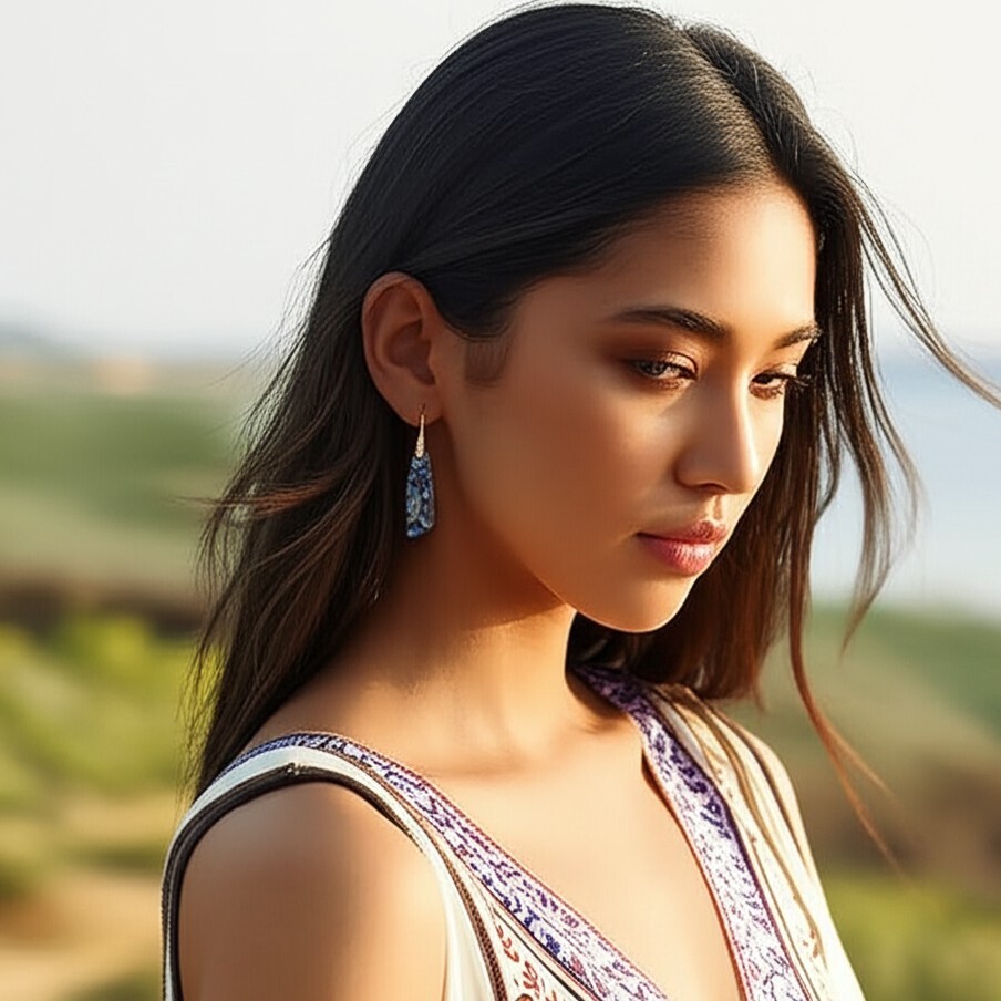 Natural Blue Imperial Jasper Teardrop Dangle Earrings Gemstone Drop Boho Jewelry