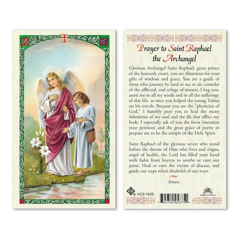 Saint Raphael the Archangel Laminated Prayer Card